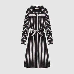 Excellent condition Maje Black Raji Striped Shirt Dress Size 1